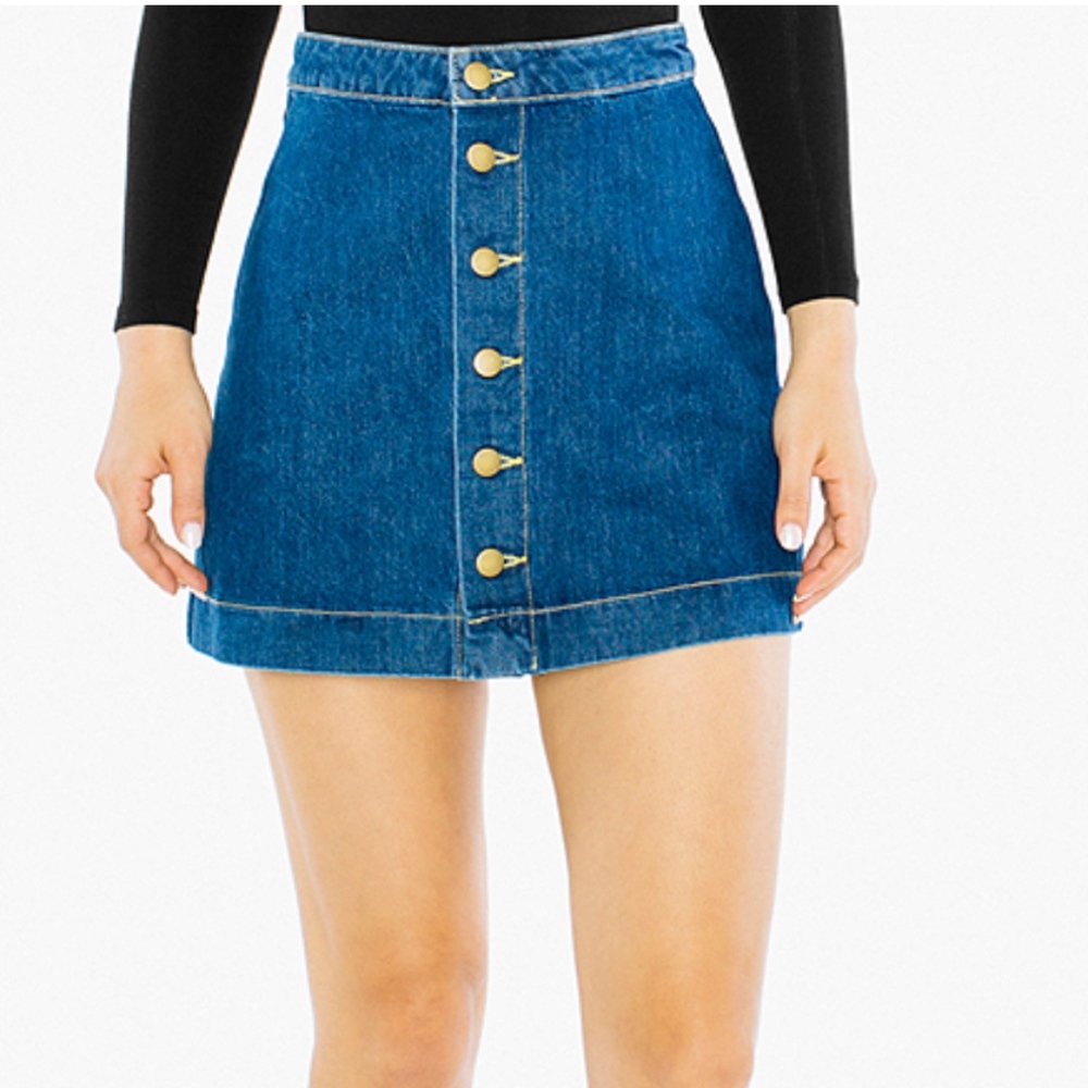 American Apparel Denim Button Front A-Line Skirt